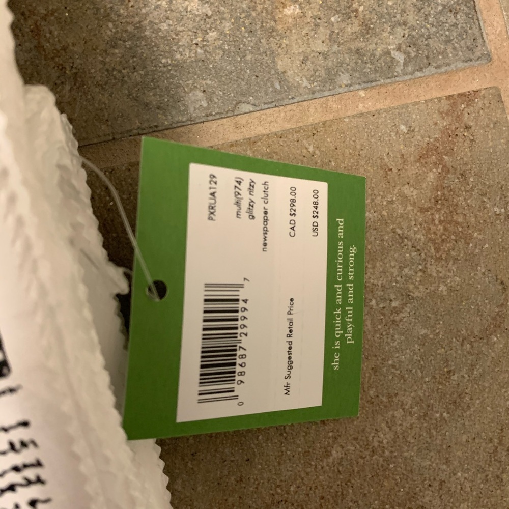 KATE SPADE NOVELTY NEWSPAPER GLITZY RITZY CLUTCH - Picture 6 of 8